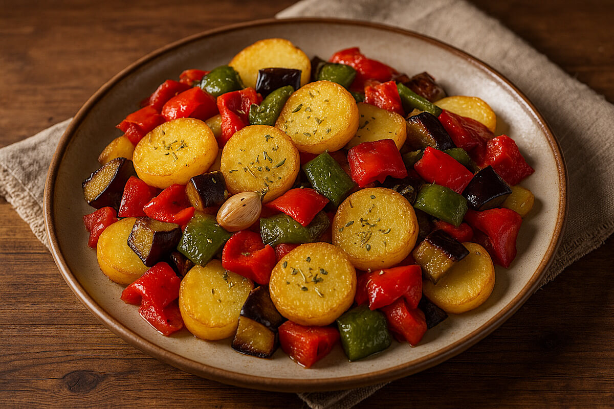 Patate fritte con peperoni e melanzane: antica ricetta calabrese della peperonata