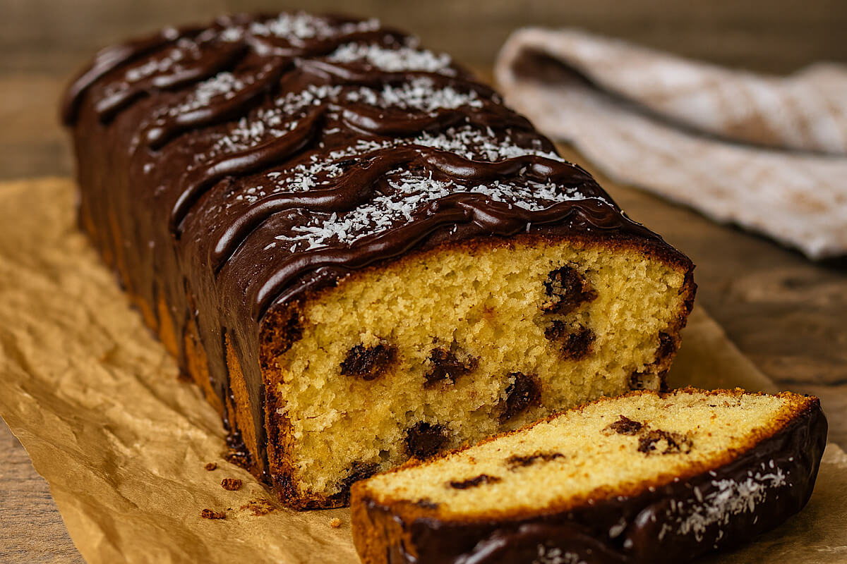 Il plumcake anti-tristezza: cocco e cioccolato, morbido dentro, glassa croccante fuori (con e senza Bimby!)