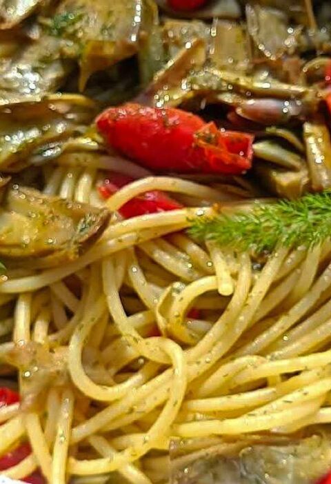 spaghetti con carciofi