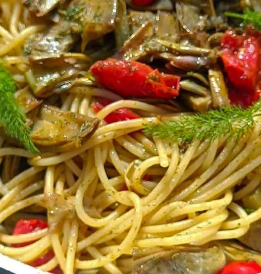 spaghetti con carciofi