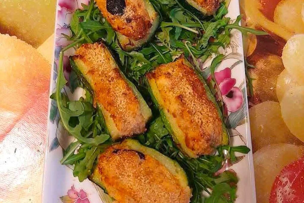 zucchine ripiene con insalata