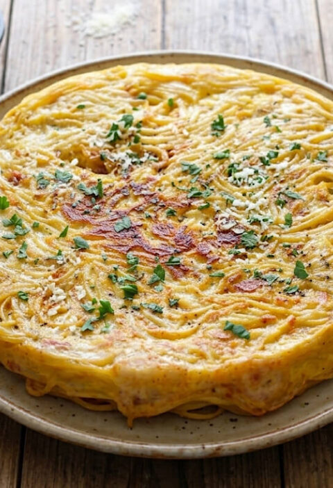 Frittata di spaghetti al microonde
