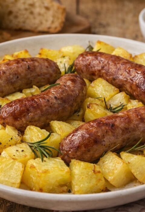 Salsiccia con le patate nel microonde