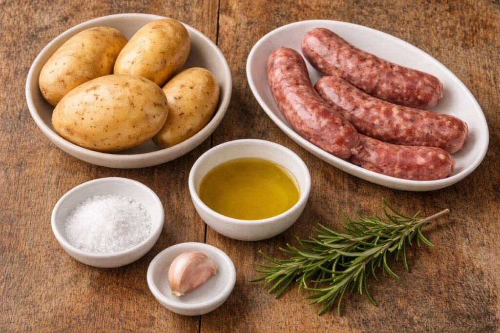 Salsiccia con le patate nel microonde, ingredienti