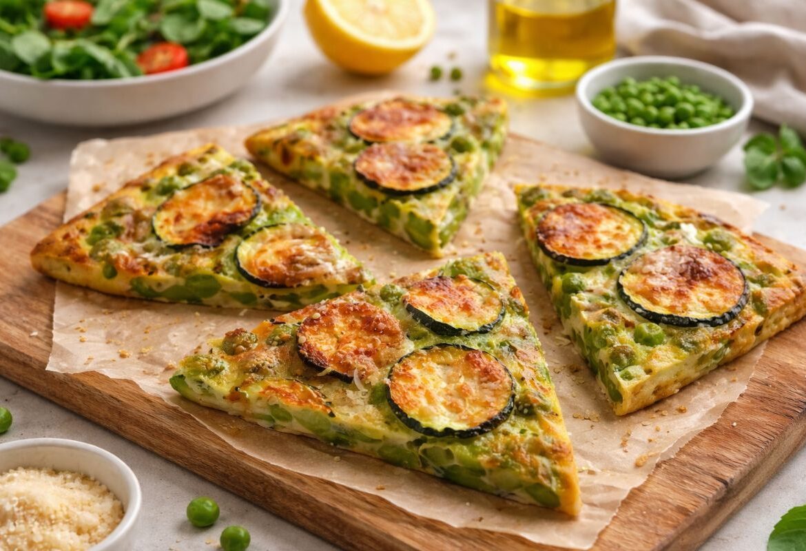 Frittata di zucchine e piselli in friggitrice ad aria