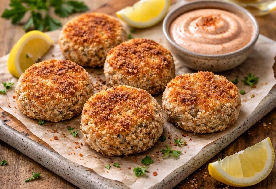 Polpette di gamberi e merluzzo in friggitrice ad aria