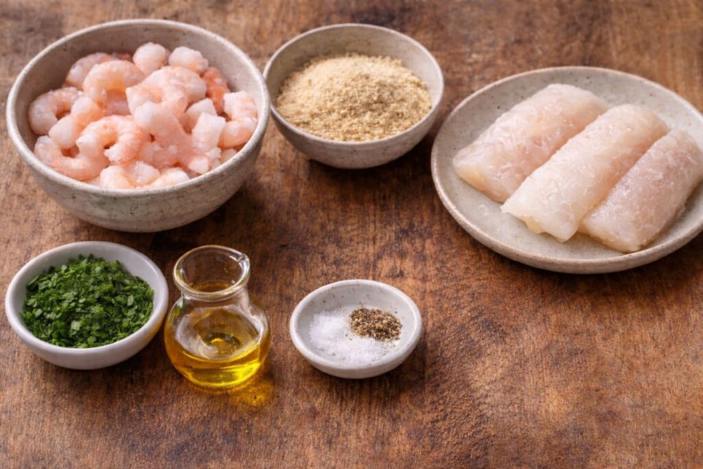 Polpette di gamberi e merluzzo in friggitrice ad aria, ingredienti
