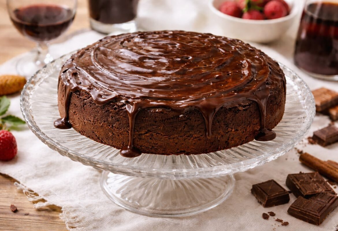 Torta ubriaca al vino rosso con il Bimby