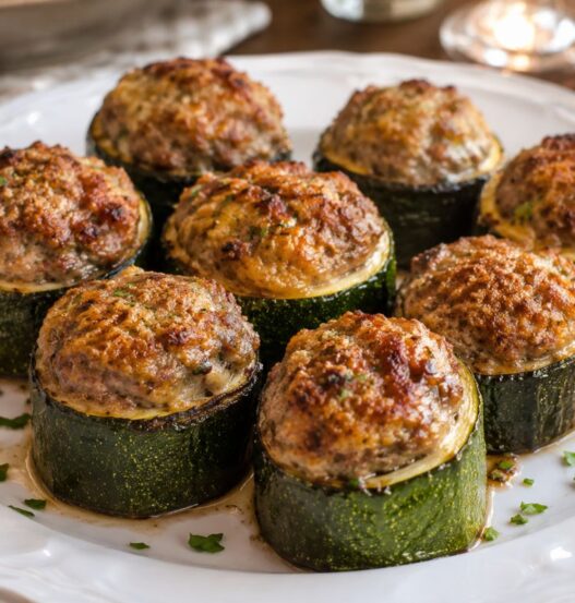 Medaglioni di zucchine ripieni di carne in friggitrice ad aria
