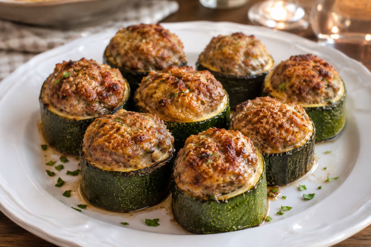 Medaglioni di zucchine con cuore di carne: un secondo ricco e morbido in friggitrice ad aria