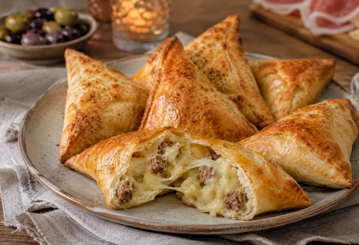 Triangolini con salsiccia patate e provola