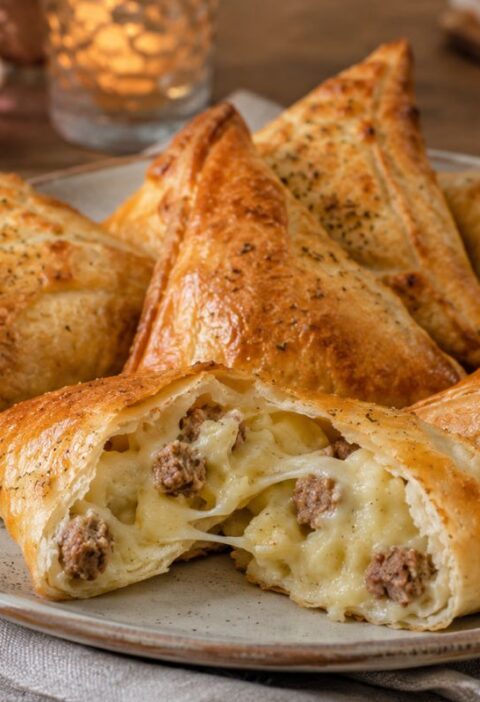 Triangolini con salsiccia patate e provola