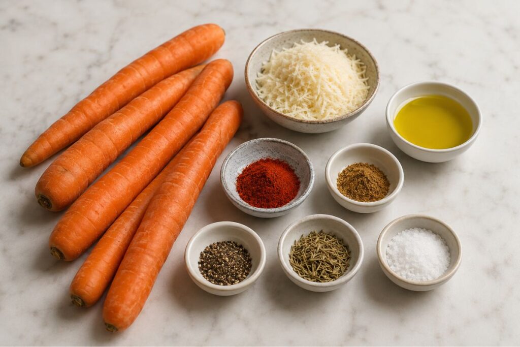 Bastoncini di carote al forno, ingredienti