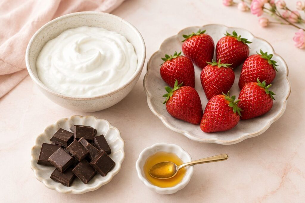 Cuoricini gelato fragole, yogurt e cioccolato, ingredienti