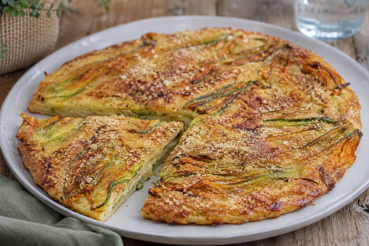 Non è una torta salata e non è una focaccia: è molto più sfiziosa ed è con i fiori di zucca