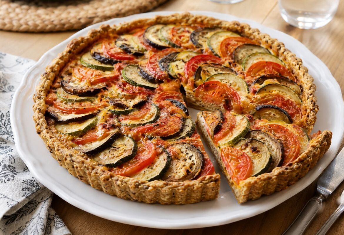 Torta salata multicereali con ratatouille di verdure con il Bimby