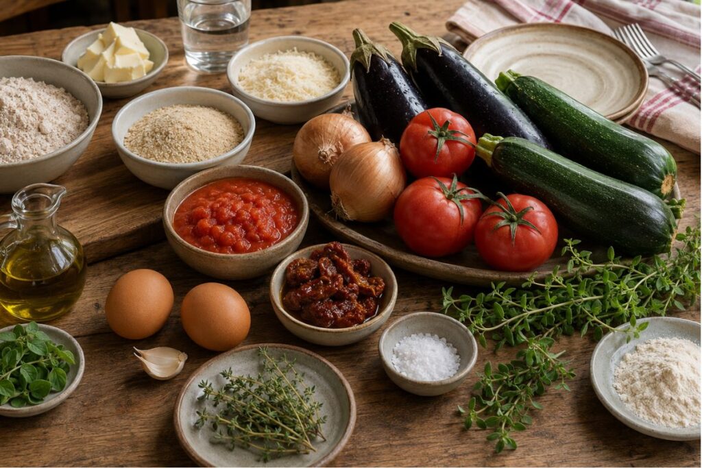Torta salata multicereali con ratatouille di verdure con il Bimby, ingredienti