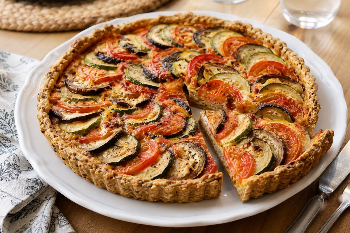 La crostata salata che sembra un mosaico, con un ripieno ratatouille: la fai nel Bimby e tutti ti chiedono la ricetta