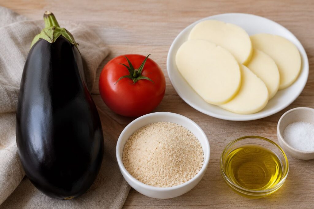 melanzane gratinate con pomodoro e scamorza, ingredienti