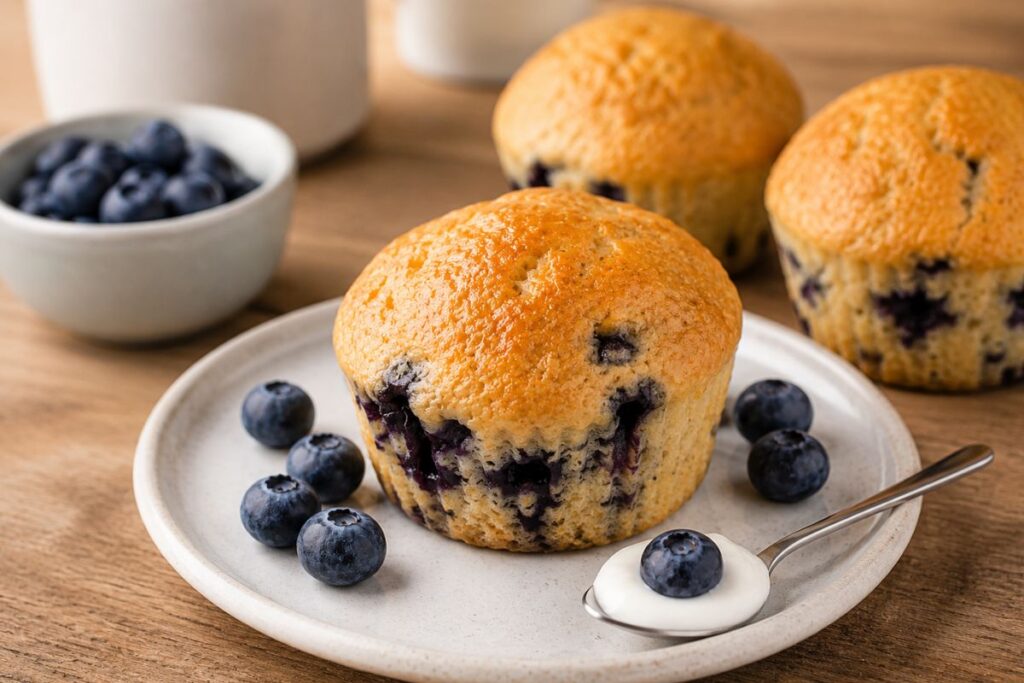 muffin all’avena con yogurt e mirtilli