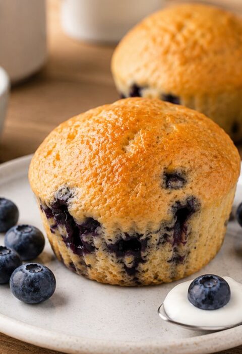 muffin all’avena con yogurt e mirtilli