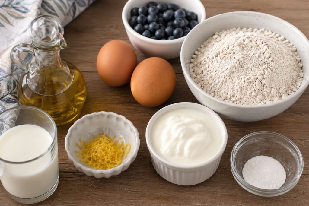 muffin all’avena con yogurt e mirtilli, ingredienti