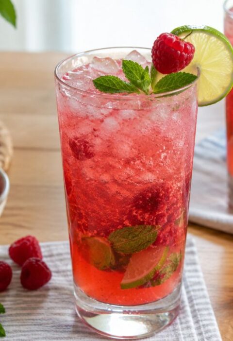 Cocktail analcolico lamponi, lime e menta con il Bimby