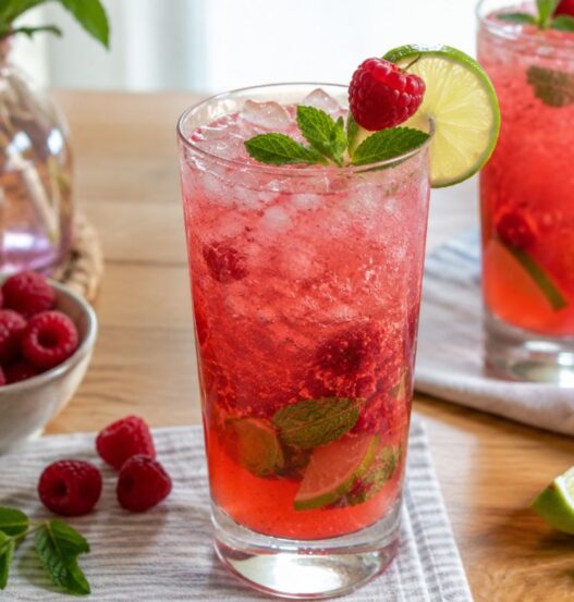 Cocktail analcolico lamponi, lime e menta con il Bimby