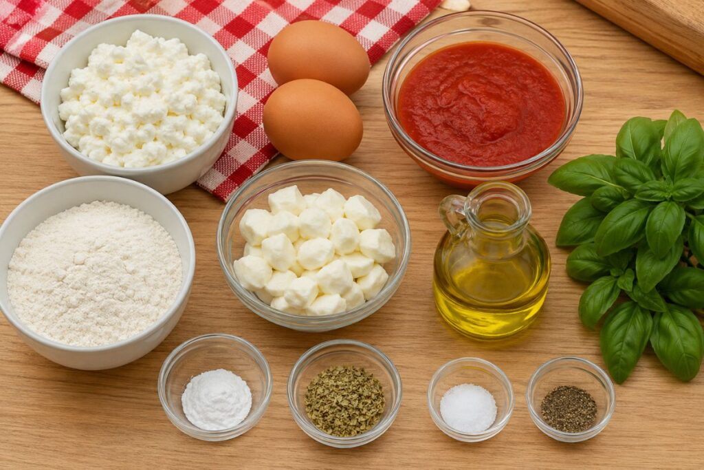 Pizza fit con fiocchi di latte, ingredienti
