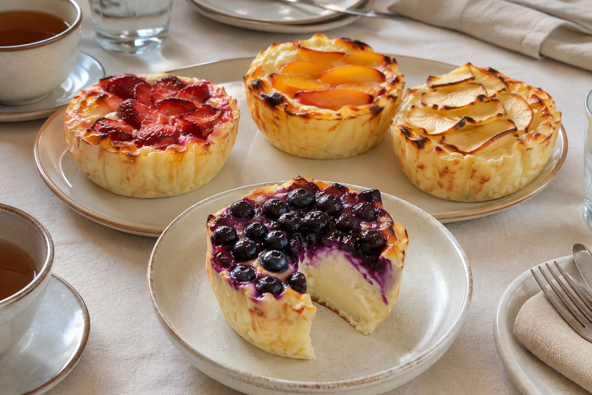Cuociono in 12 minuti in friggitrice ad aria, ma vanno mangiati freddi e ogni tortino ha un sapore diverso grazie alla frutta