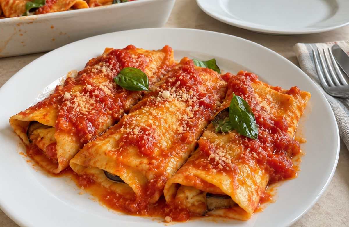 Cannelloni con ripieno di melanzane fritte e provola: non accendi il forno e porti in tavola un vero peccato di gola