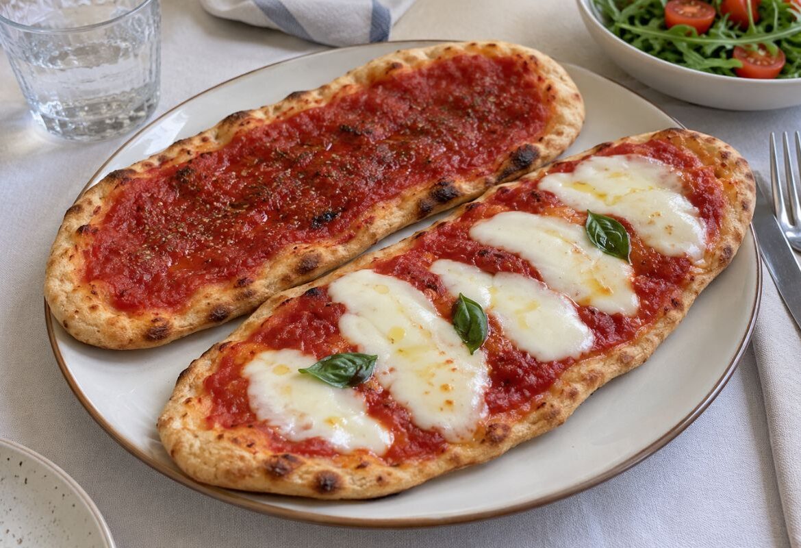 Lingue di pizza allo yogurt greco in padella