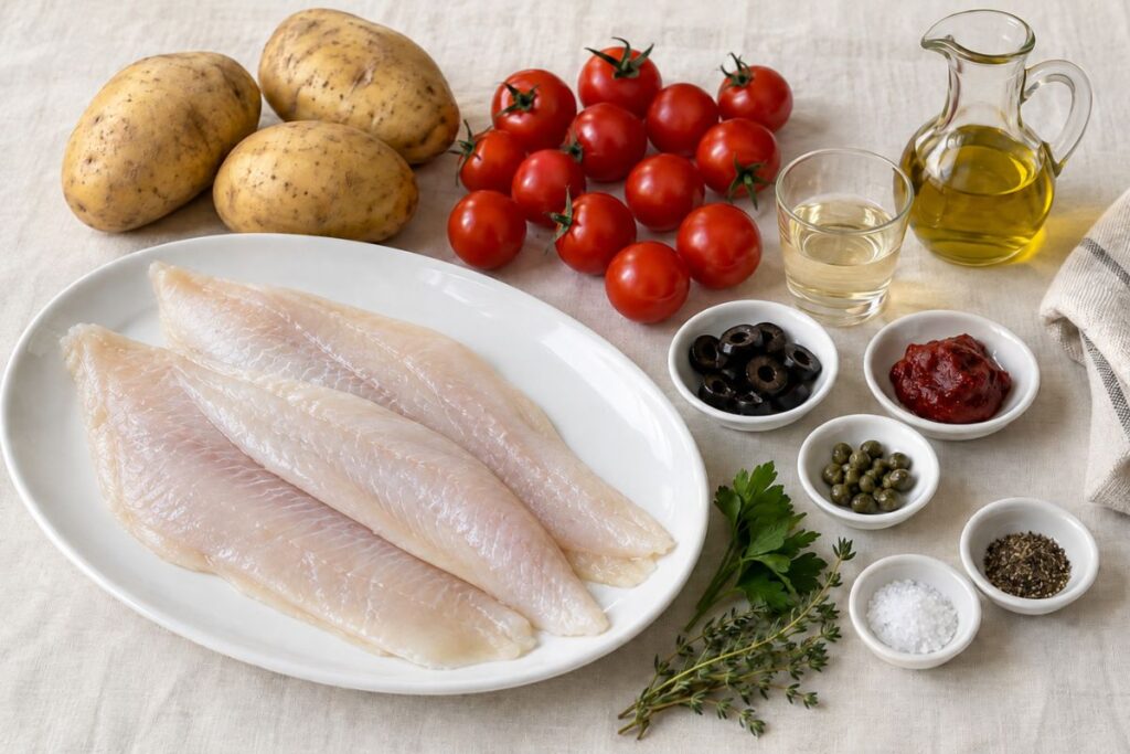 Platessa con pomodorini in friggitrice ad aria, ingredienti