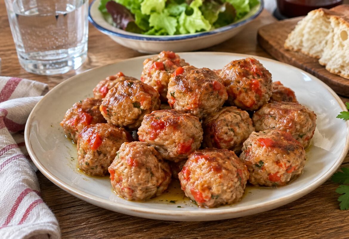 Polpette ai peperoni in padella
