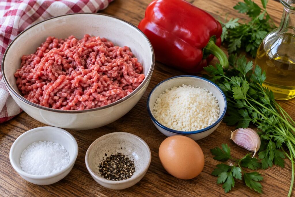 Polpette ai peperoni in padella, ingredienti