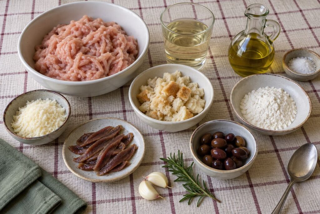 Polpette di pollo con sughetto saporito, ingredienti