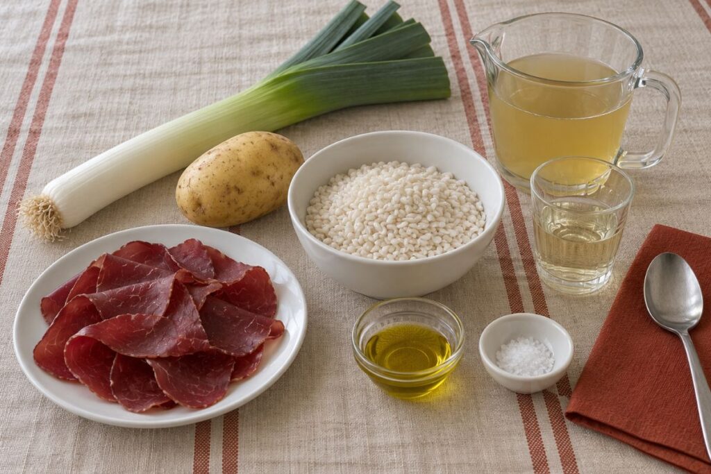 Risotto porro, patate e bresaola con il Bimby, ingredienti