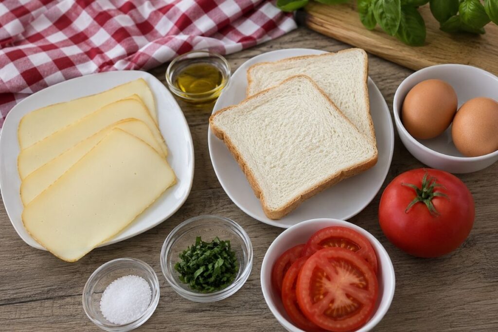 Toast di pancarrè e frittata in padella, ingredienti