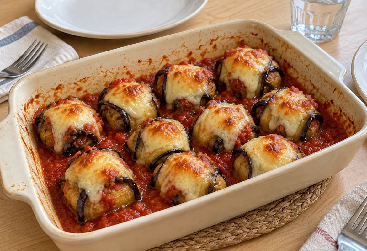 involtini di melanzane con polpette e provola