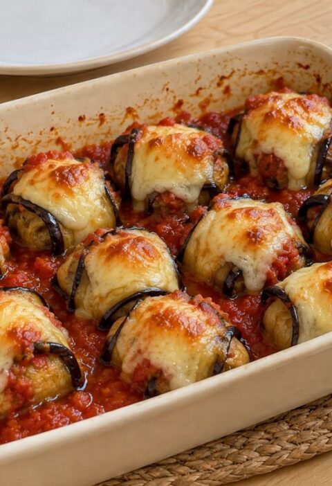 involtini di melanzane con polpette e provola