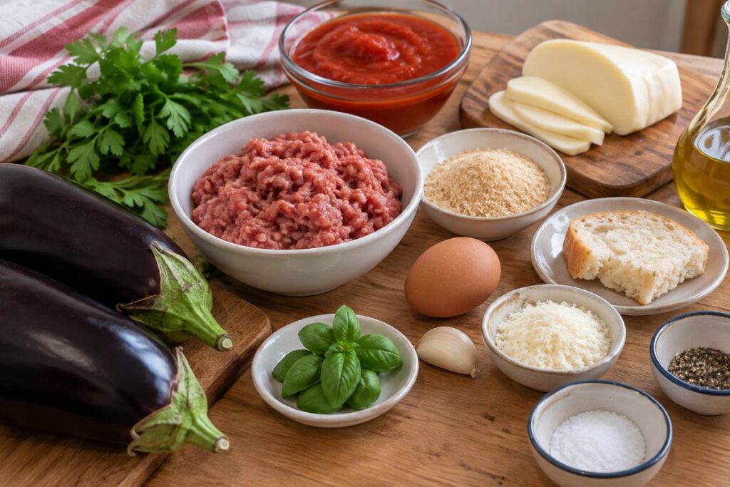 involtini di melanzane con polpette e provola, ingredienti