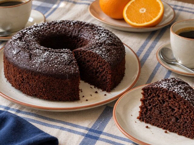 La ricetta da colazione dolcificata solo con miele: il ciambellone al cacao e arancia