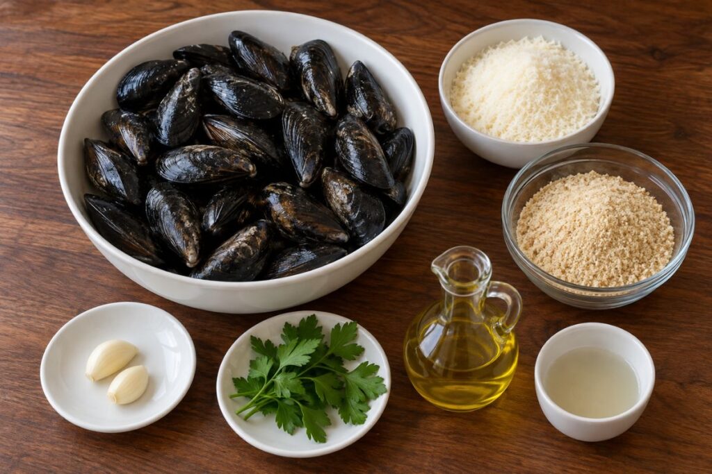 Cozze gratinate al pecorino, ingredienti