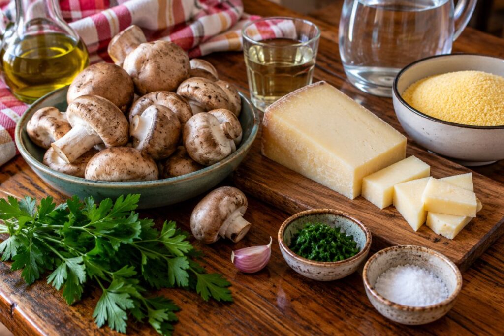 Crostini di polenta con funghi e Asiago al forno, ingredienti