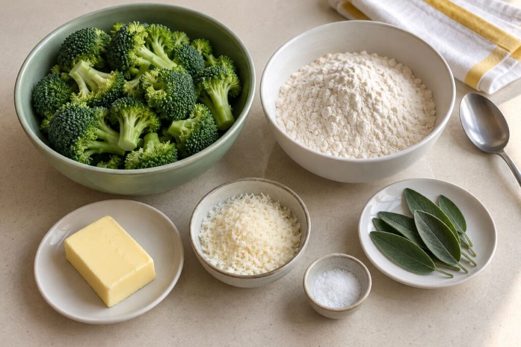 Gnocchi di broccoli con burro, salvia e parmigiano, ingredienti