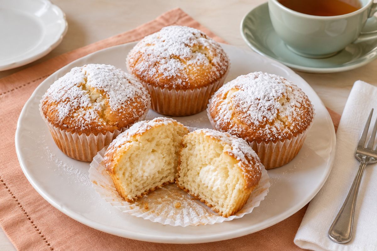 La torta Paradiso diventa muffin: soffici fuori, con una sorpresa cremosa all’interno