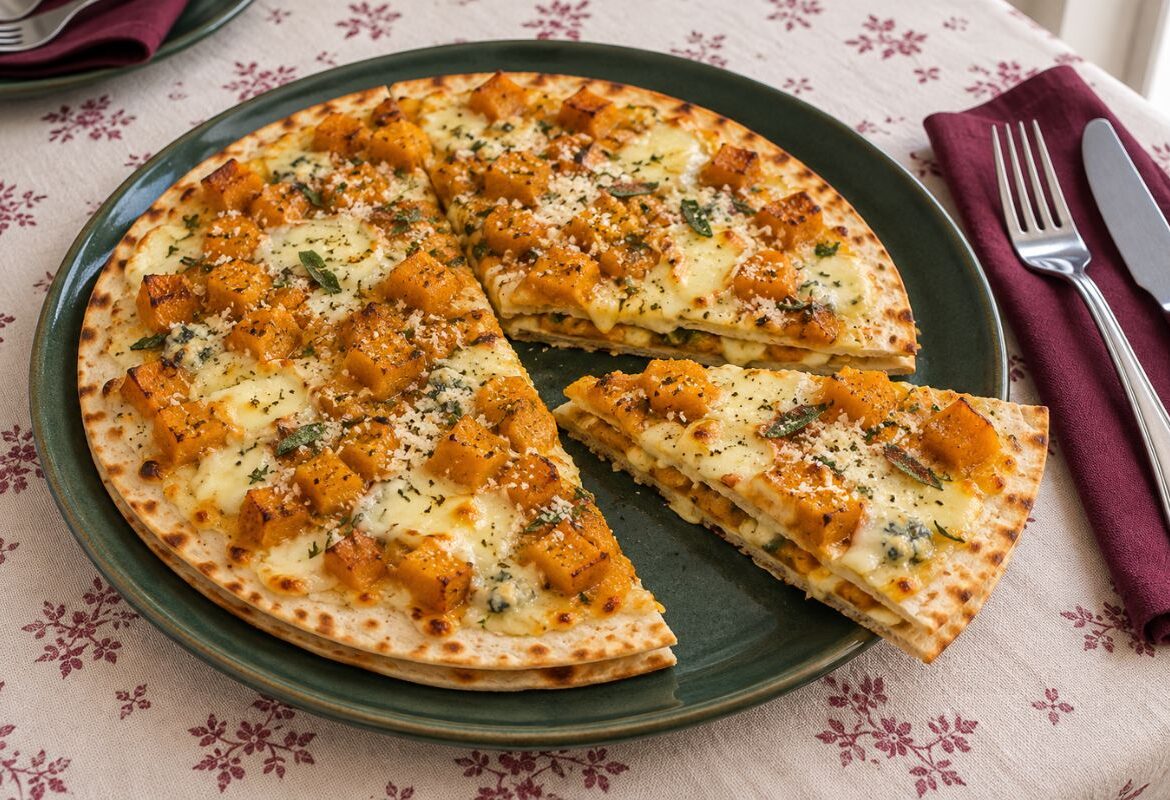 Piadipizza alla zucca e formaggi