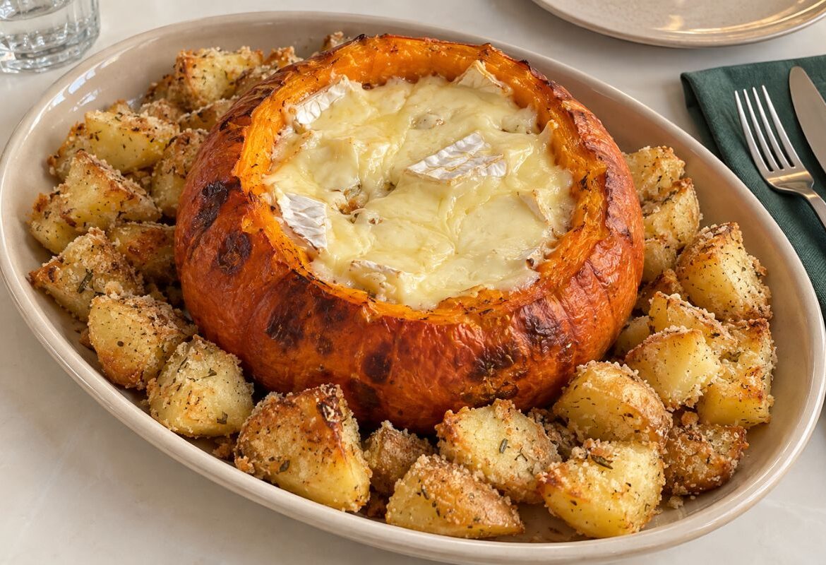 Zucca ripiena con brie e patate in friggitrice ad aria