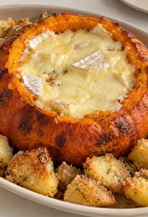 Zucca ripiena con brie e patate in friggitrice ad aria